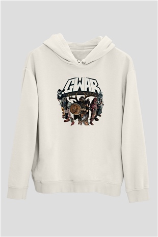 Gwar Baskılı Unisex Beyaz Hoodie