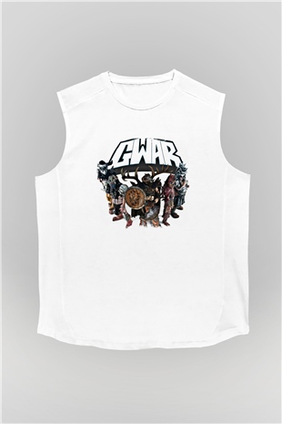 Gwar Baskılı Unisex Beyaz Kolsuz Tişört