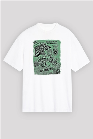 Gwar Baskılı Unisex Beyaz Oversize Tişört