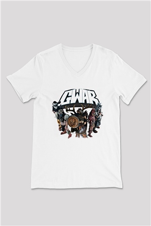 Gwar Baskılı Unisex Beyaz V Yaka Tişört