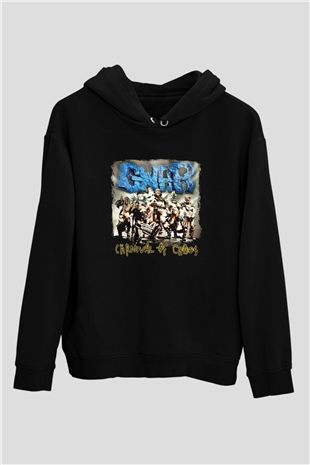 Gwar Baskılı Unisex Siyah Hoodie