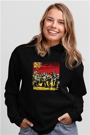 Gwar Baskılı Unisex Siyah Hoodie