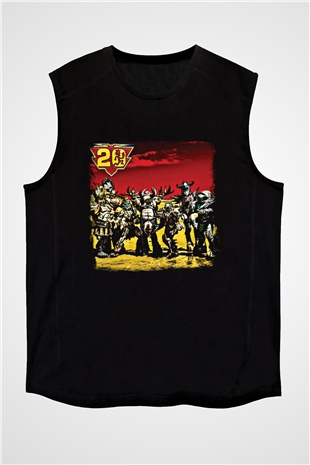Gwar Baskılı Unisex Siyah Kolsuz Tişört