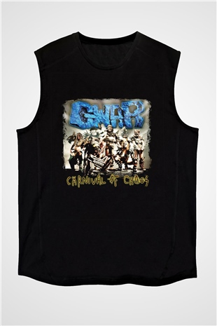 Gwar Baskılı Unisex Siyah Kolsuz Tişört