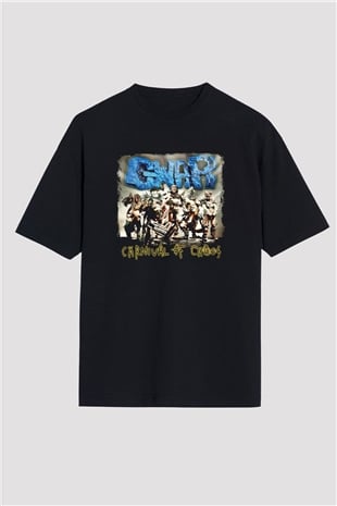 Gwar Baskılı Unisex Siyah Oversize Tişört
