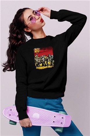 Gwar Baskılı Unisex Siyah Sweatshirt