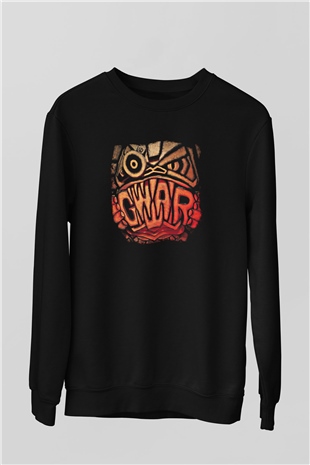 Gwar Baskılı Unisex Siyah Sweatshirt