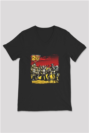 Gwar Baskılı Unisex Siyah V Yaka Tişört