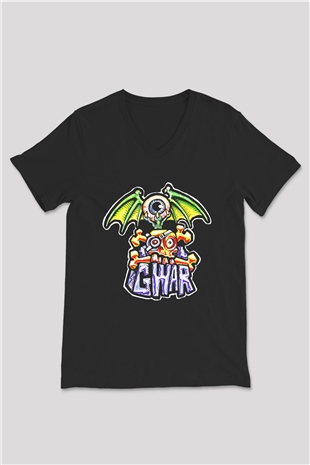 Gwar Siyah Unisex V Yaka Tişört T-Shirt