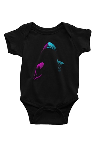Hacker Baskılı Unisex Siyah Bebek Body - Zıbın
