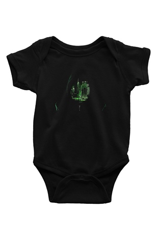 Hacker Baskılı Unisex Siyah Bebek Body - Zıbın