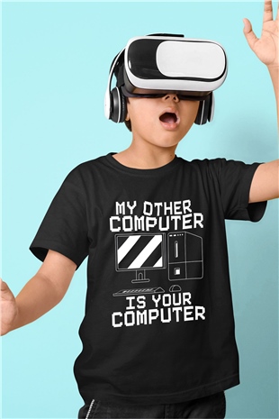 Hacker Baskılı Unisex Siyah Çocuk Tişört - Tshirt