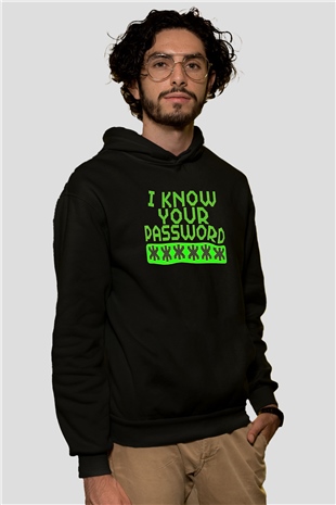 Hacker Baskılı Unisex Siyah Hoodie