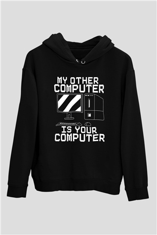 Hacker Baskılı Unisex Siyah Hoodie