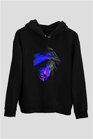 Hacker Baskılı Unisex Siyah Hoodie