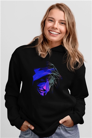 Hacker Baskılı Unisex Siyah Hoodie