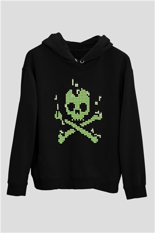 Hacker Baskılı Unisex Siyah Hoodie