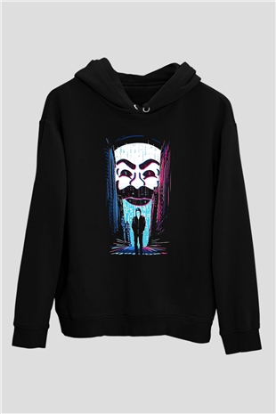 Hacker Baskılı Unisex Siyah Hoodie