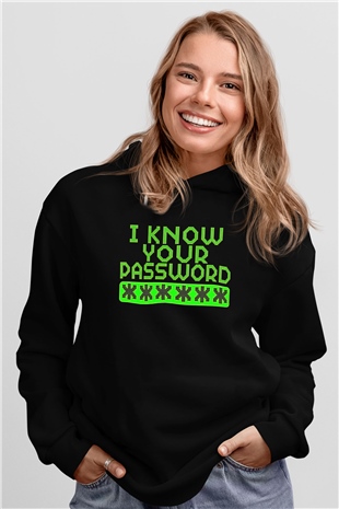 Hacker Baskılı Unisex Siyah Hoodie