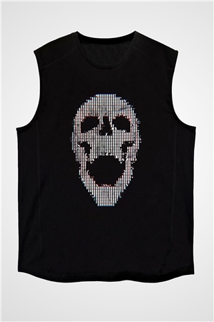 Hacker Baskılı Unisex Siyah Kolsuz Tişört - Tshirt