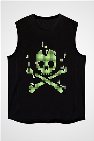 Hacker Baskılı Unisex Siyah Kolsuz Tişört - Tshirt