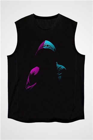 Hacker Baskılı Unisex Siyah Kolsuz Tişört - Tshirt