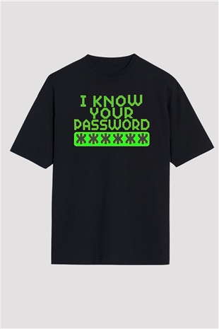 Hacker Baskılı Unisex Siyah Oversize Tişört - Tshirt