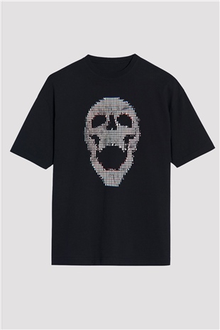 Hacker Baskılı Unisex Siyah Oversize Tişört - Tshirt
