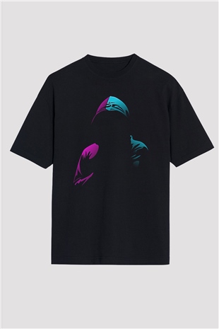 Hacker Baskılı Unisex Siyah Oversize Tişört - Tshirt