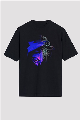 Hacker Baskılı Unisex Siyah Oversize Tişört - Tshirt