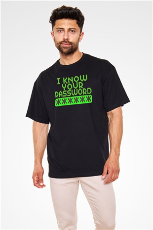 Hacker Baskılı Unisex Siyah Oversize Tişört - Tshirt