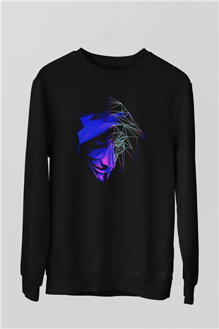 Hacker Baskılı Unisex Siyah Sweatshirt