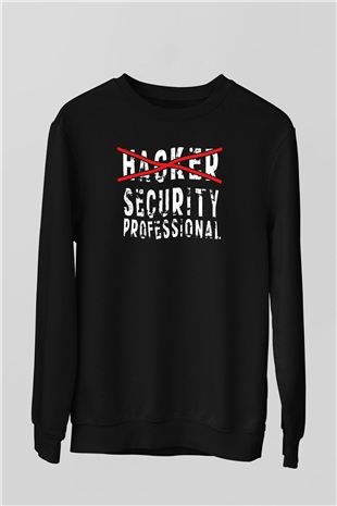 Hacker Baskılı Unisex Siyah Sweatshirt