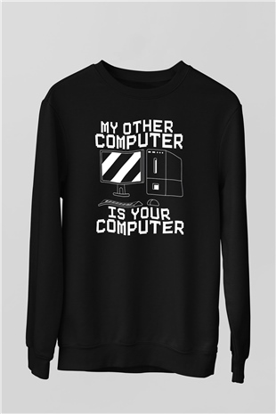 Hacker Baskılı Unisex Siyah Sweatshirt