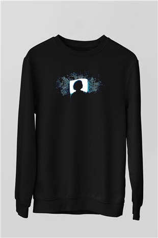 Hacker Baskılı Unisex Siyah Sweatshirt