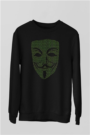 Hacker Baskılı Unisex Siyah Sweatshirt