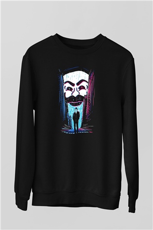 Hacker Baskılı Unisex Siyah Sweatshirt