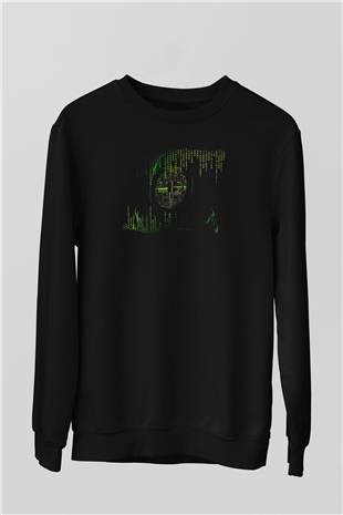 Hacker Baskılı Unisex Siyah Sweatshirt