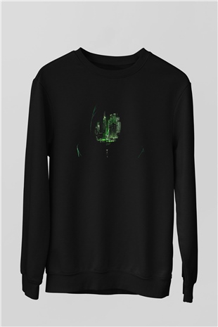Hacker Baskılı Unisex Siyah Sweatshirt