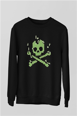 Hacker Baskılı Unisex Siyah Sweatshirt