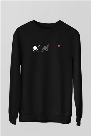 Hacker Baskılı Unisex Siyah Sweatshirt