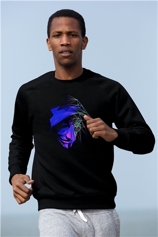 Hacker Baskılı Unisex Siyah Sweatshirt