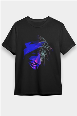 Hacker Baskılı Unisex Siyah Tişört - Tshirt