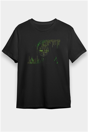 Hacker Baskılı Unisex Siyah Tişört - Tshirt