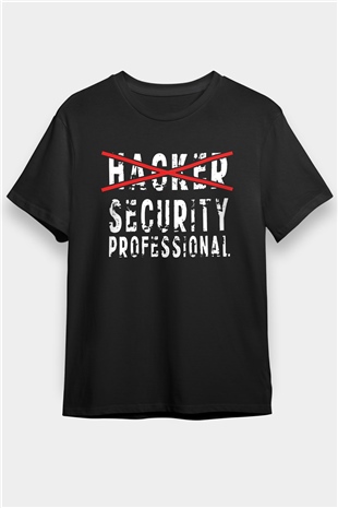 Hacker Baskılı Unisex Siyah Tişört - Tshirt