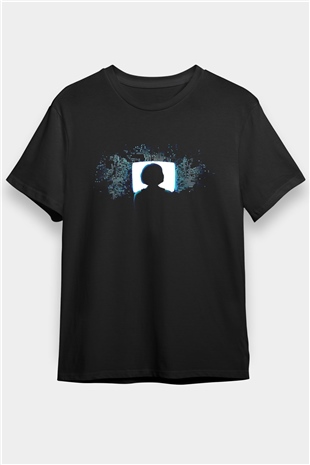 Hacker Baskılı Unisex Siyah Tişört - Tshirt