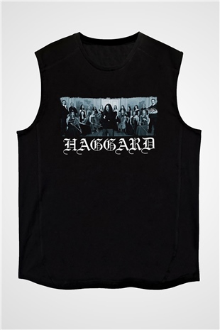 Haggard Baskılı Unisex Siyah Kolsuz Tişört - Tshirt