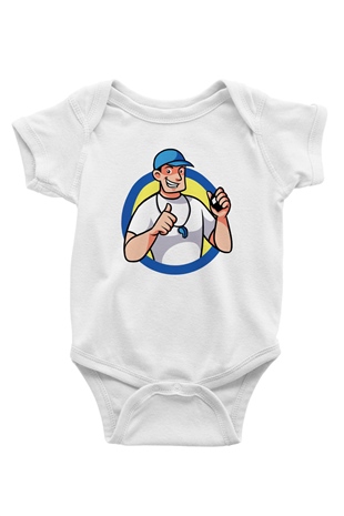 Hakem Baskılı Beyaz Unisex Bebek Body - Zıbın