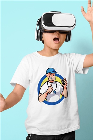 Hakem Baskılı Beyaz Unisex Çocuk Tişört