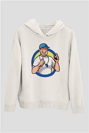 Hakem Beyaz Unisex Hoodie
